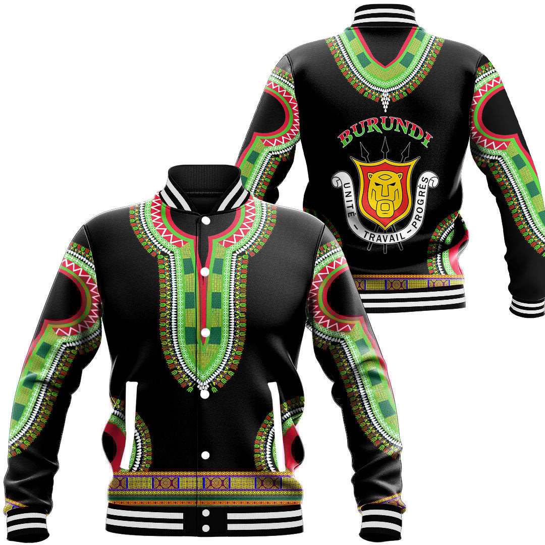 Burundi Baseball Jackets Button For Men Women