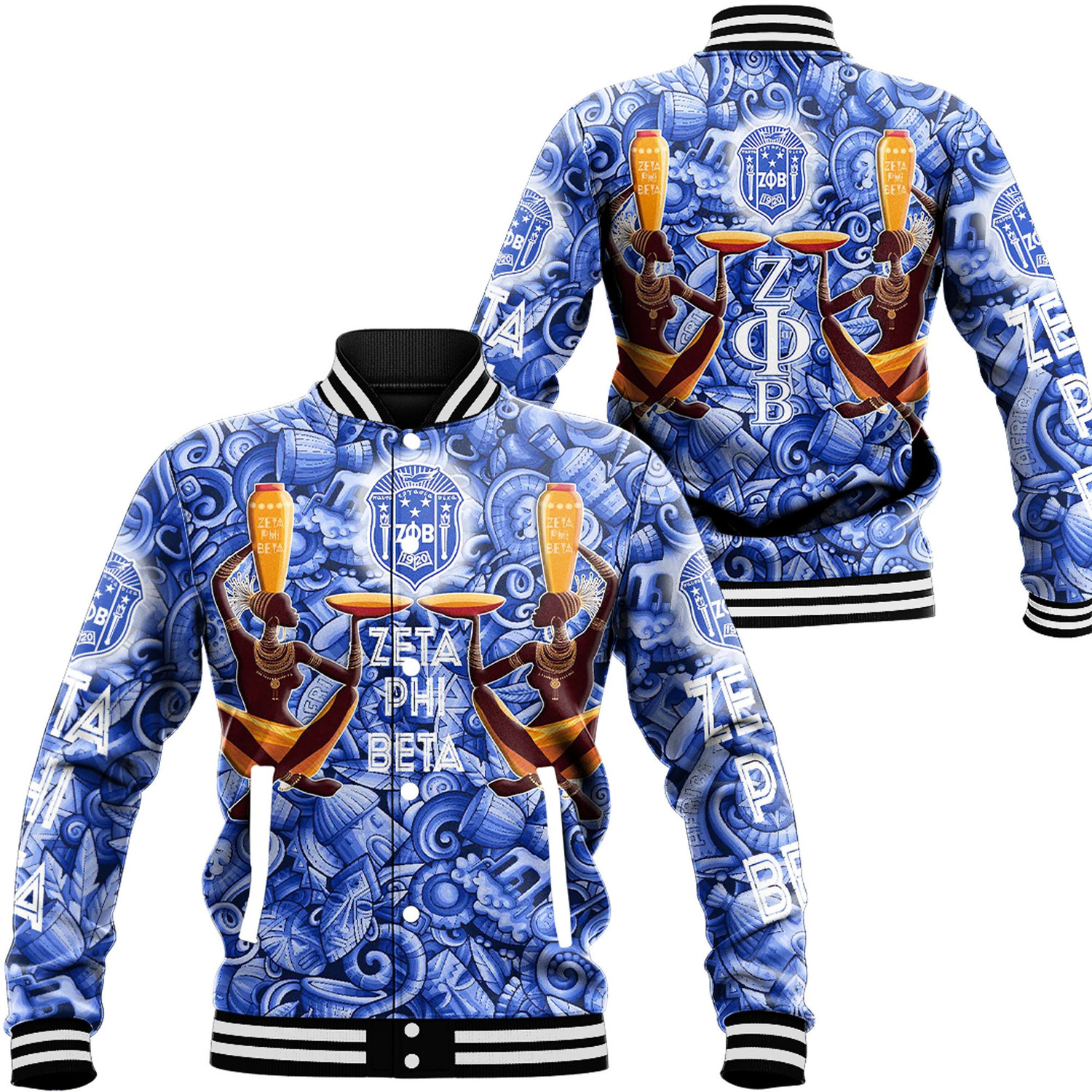 Zeta Phi Beta Style Painting And Pattern Africa Baseball Jackets