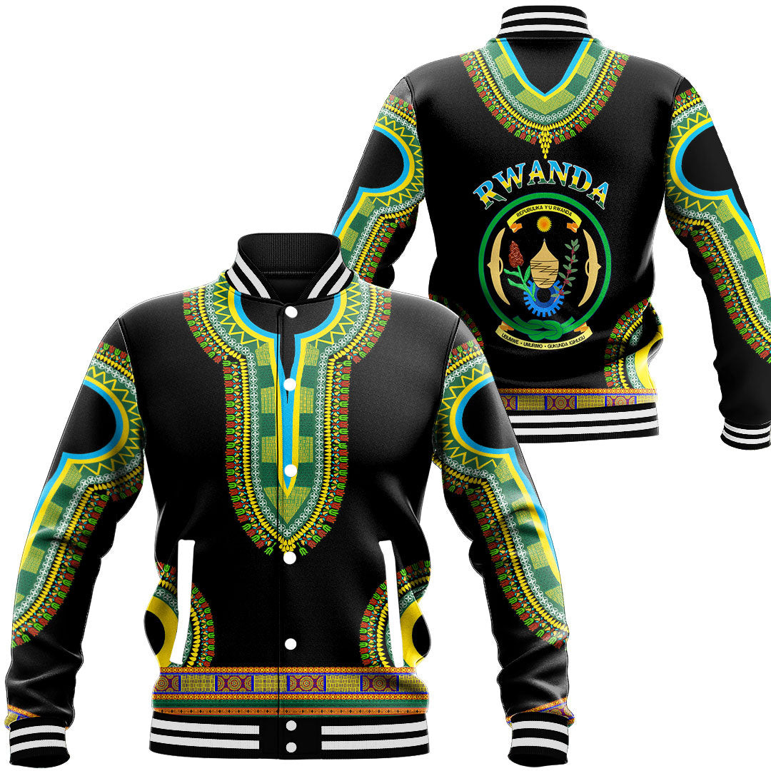 Rwanda Baseball Jackets Button For Men Women