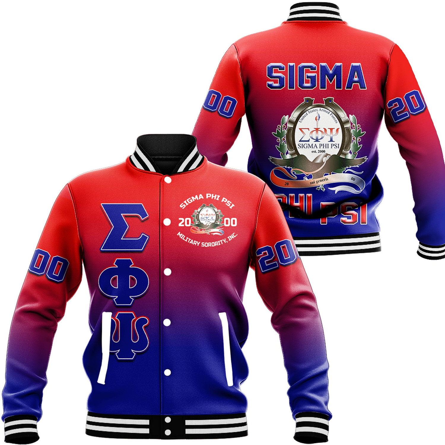 Sigma Phi Psi Gradient Baseball Jackets