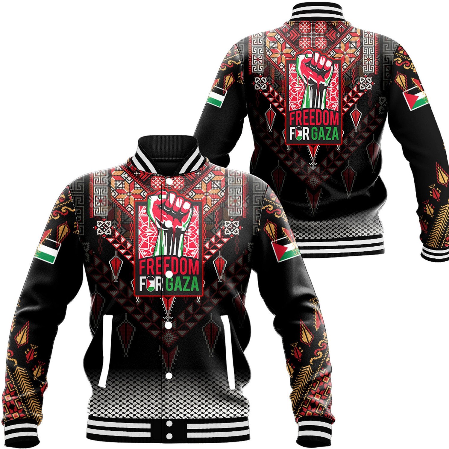 Africazone Palestine Clothing Freedom For Gaza Baseball Jackets Button For Men Women