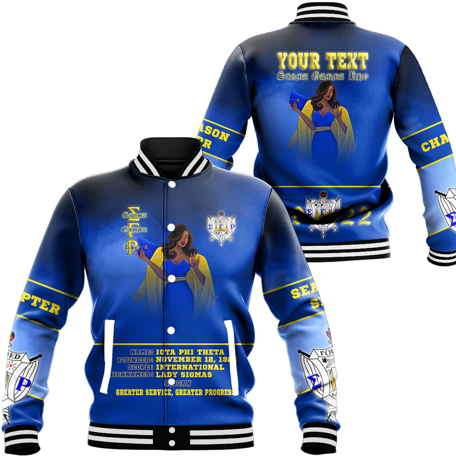 Sigma Gamma Rho Solgan Baseball Jackets