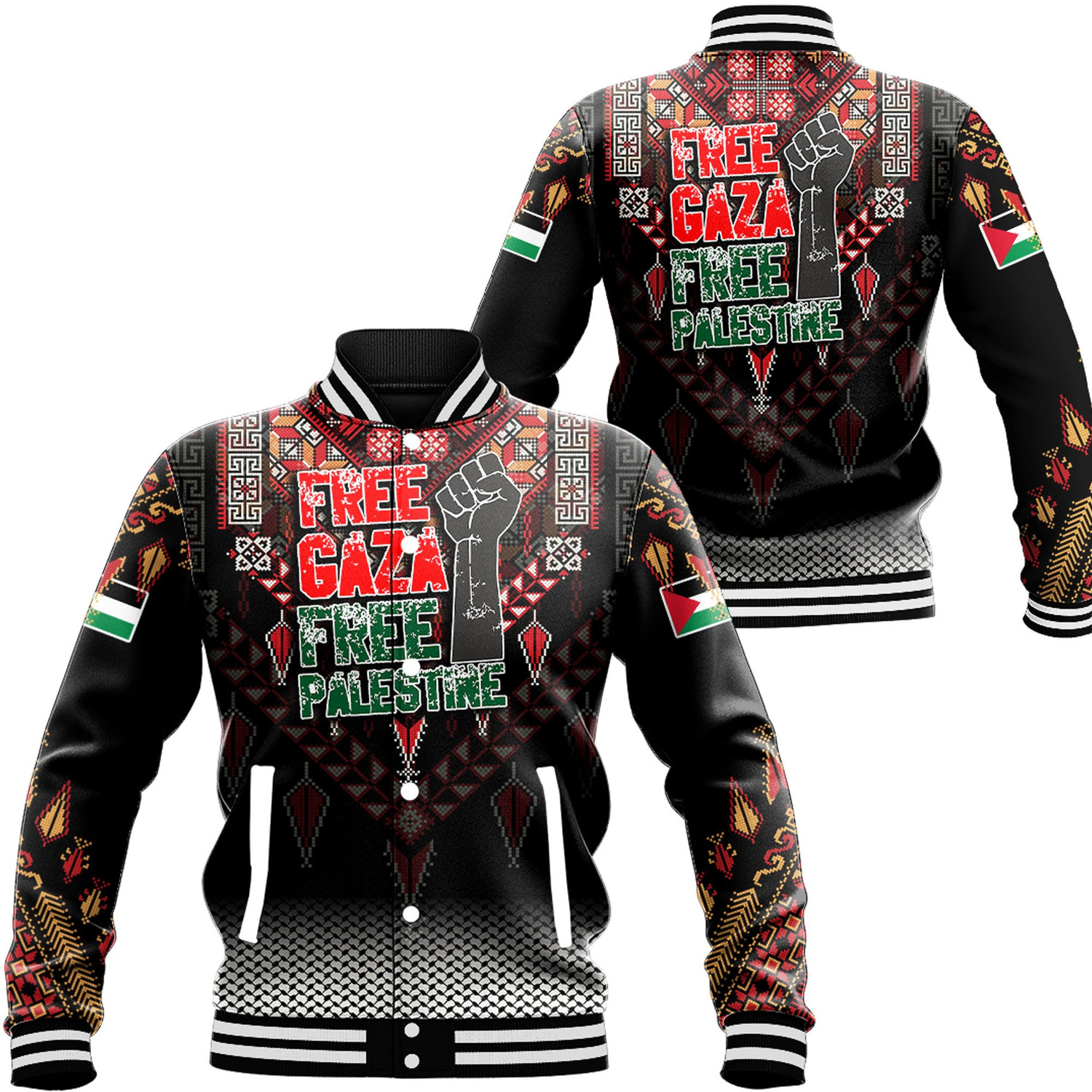 Africazone Palestine Clothing Freedom Palestine Baseball Jackets Button For Men Women