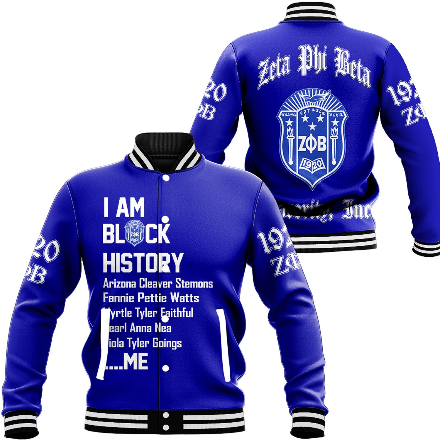 Zeta Phi Beta Black History Baseball Jackets