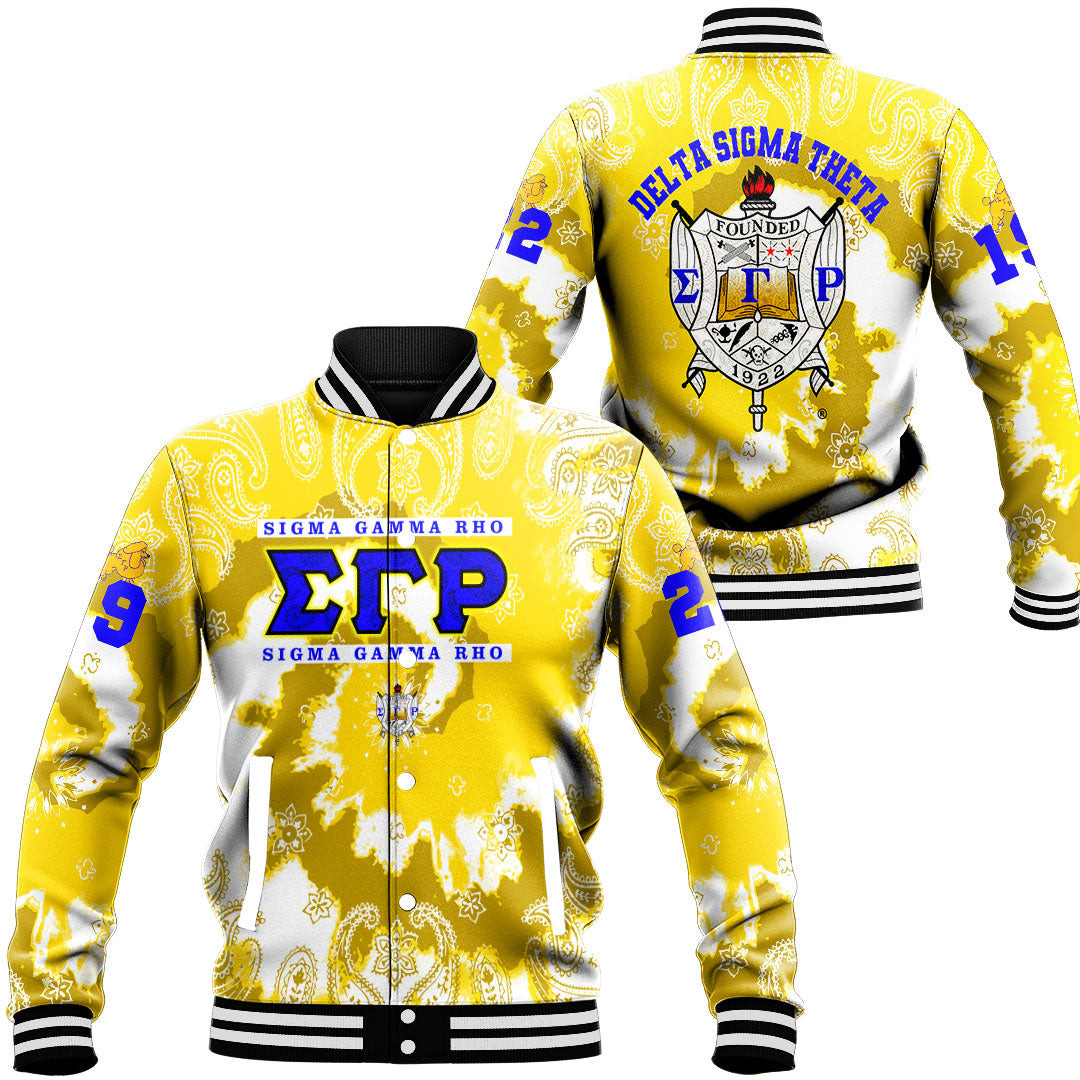 Sigma Gamma Rho Paisley Bandana Tie Dye Style Baseball Jackets Button For Men Women