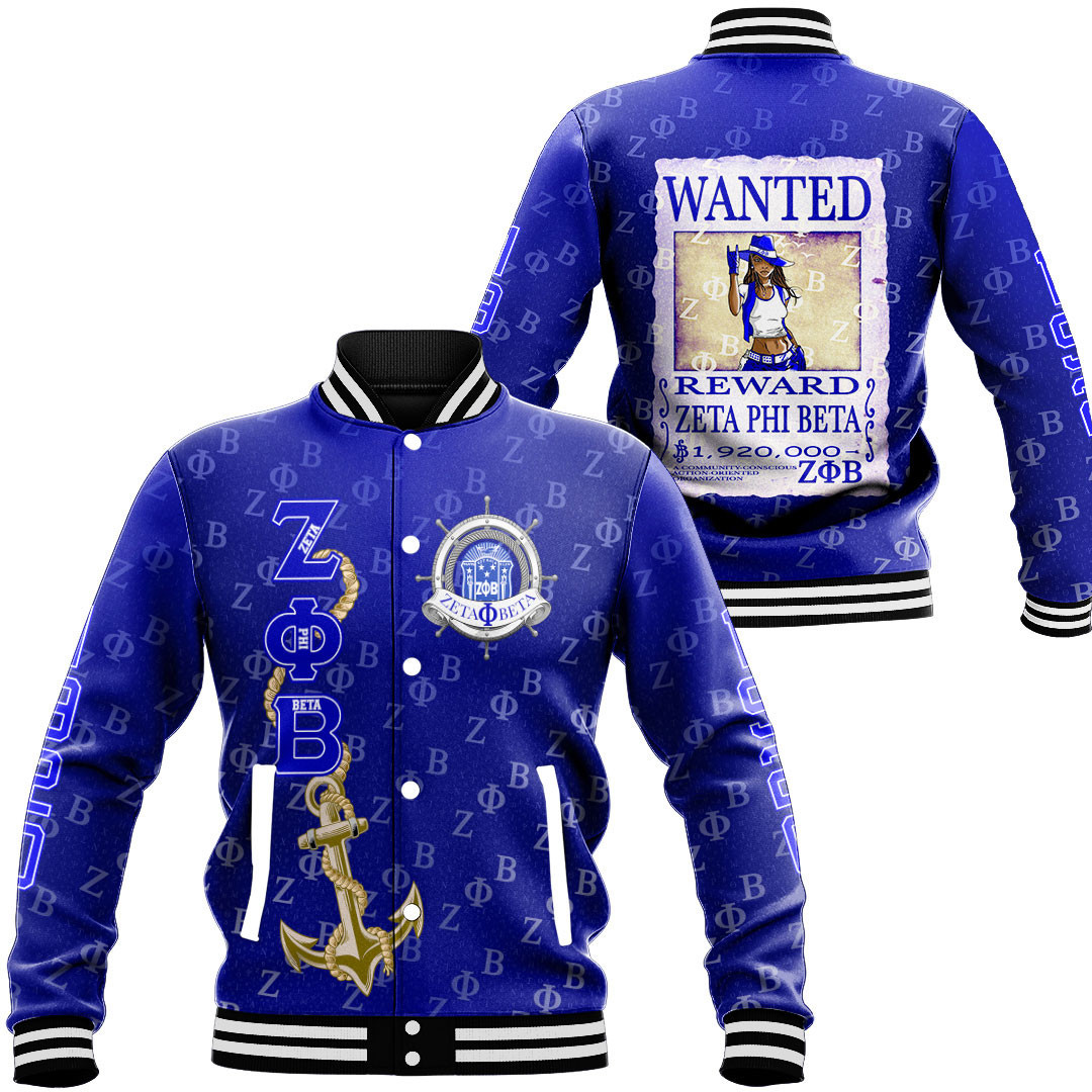 Zeta Phi Beta Wanted Baseball Jacket For Men Women