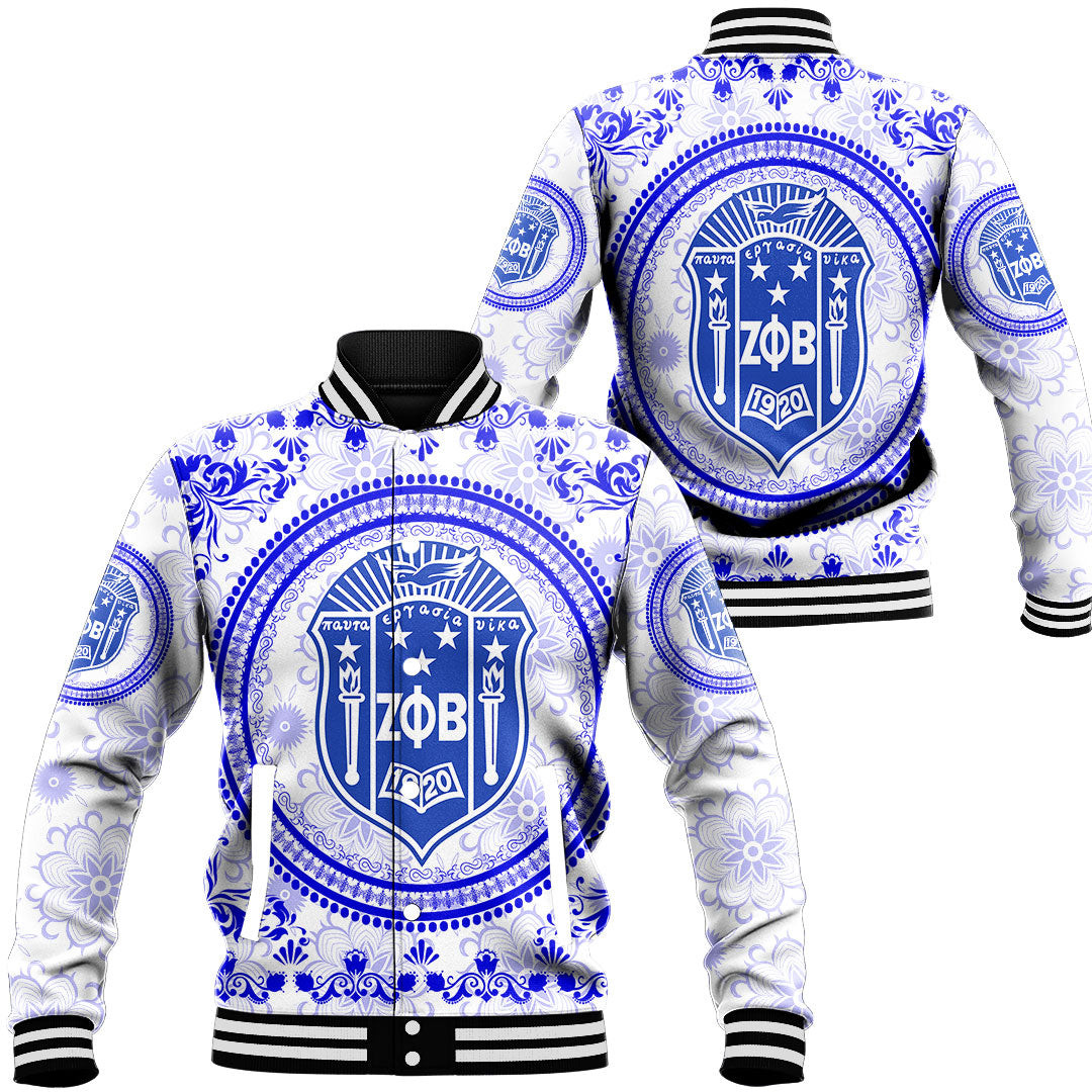 Zeta Phi Beta Floral Pattern Baseball Jackets