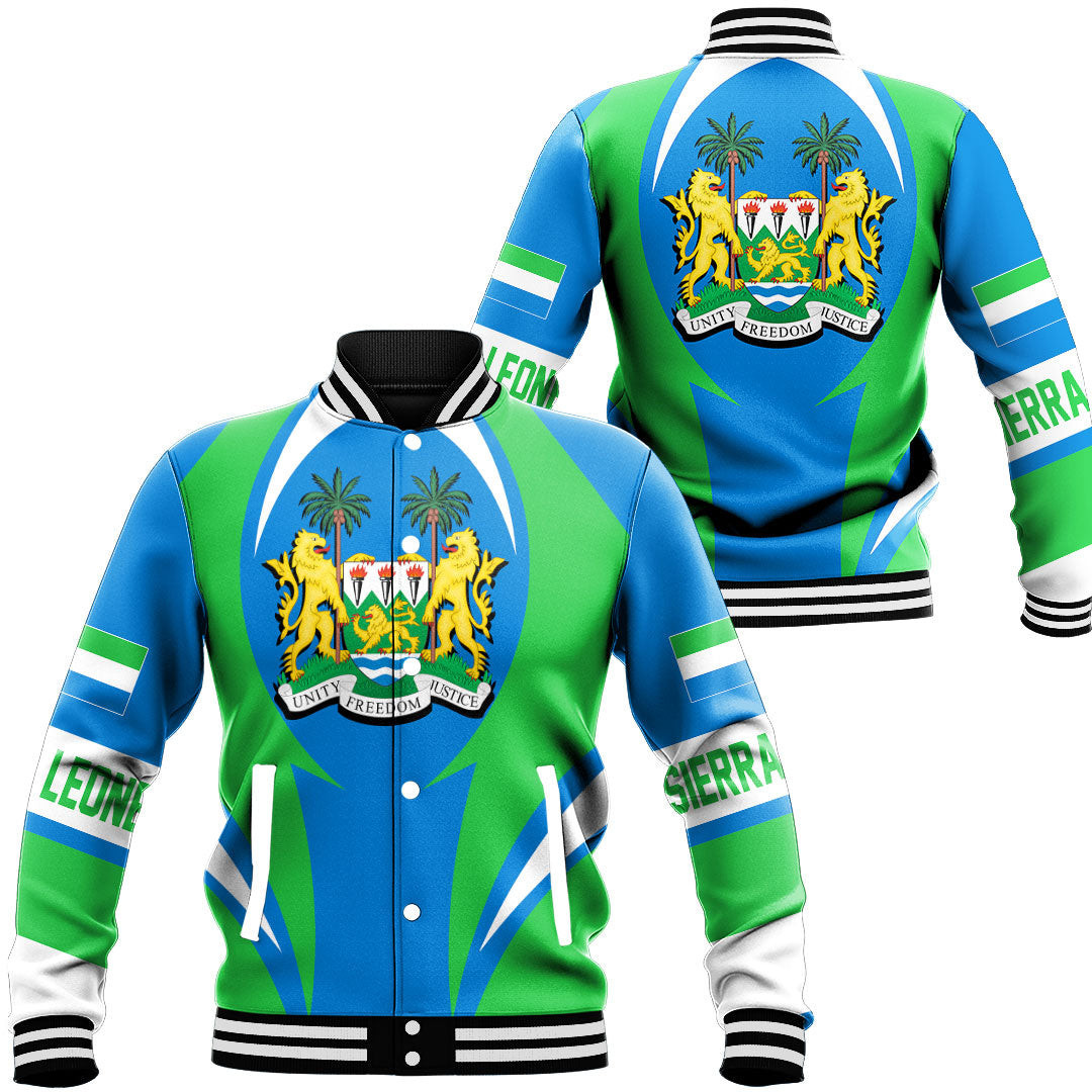 Sierra Leone Action Flag Baseball Jacket