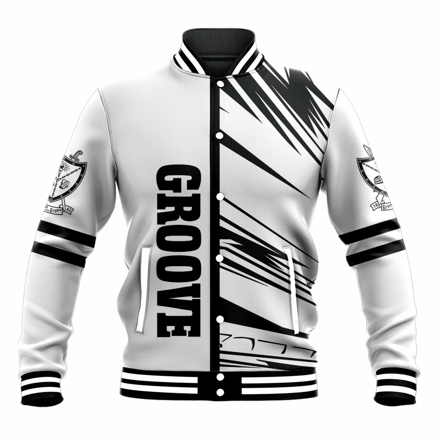 Groove Phi Groove Saint Style White Baseball Jacket