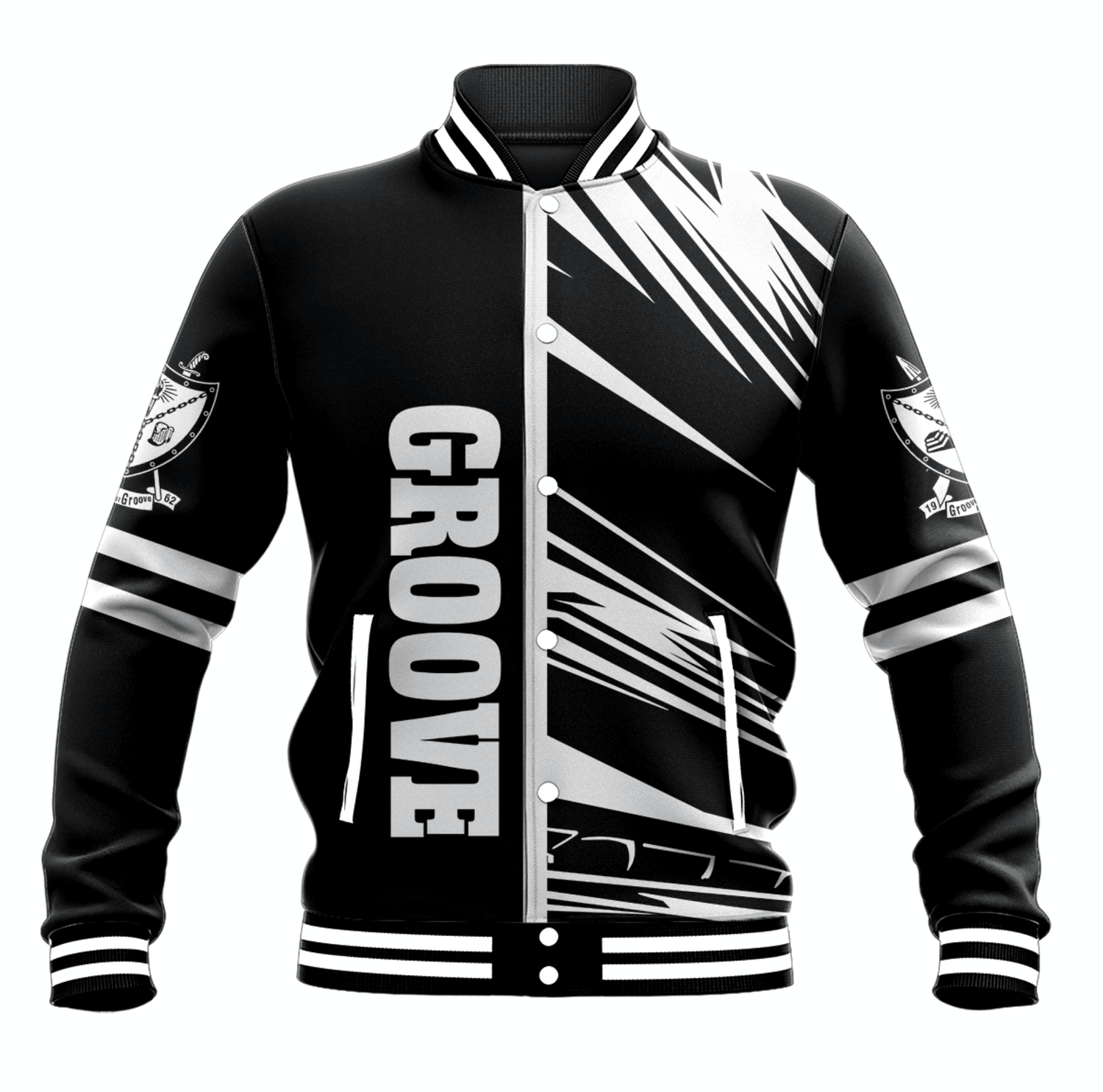 Groove Phi Groove Saint Style Black Baseball Jacket