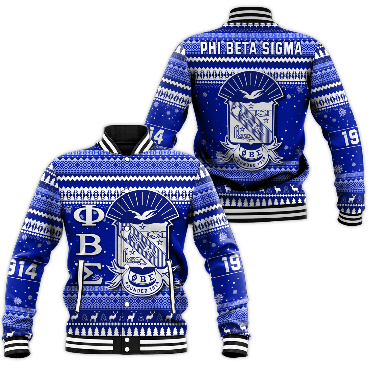 Phi Beta Sigma African Pattern Christmas Baseball Jackets