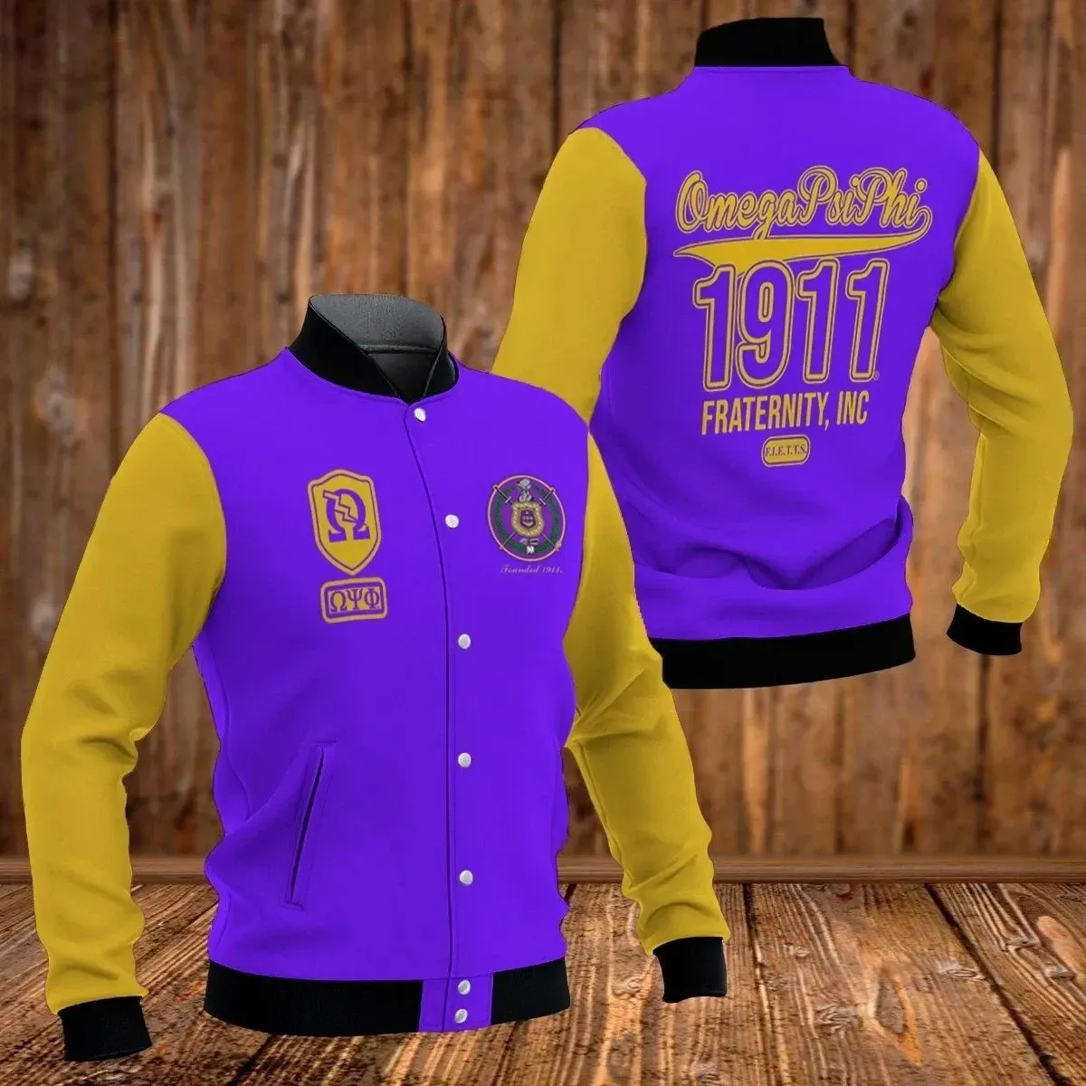 Greek Life Jacket Omega Fraternity Founded 1911 Baseball Jacket