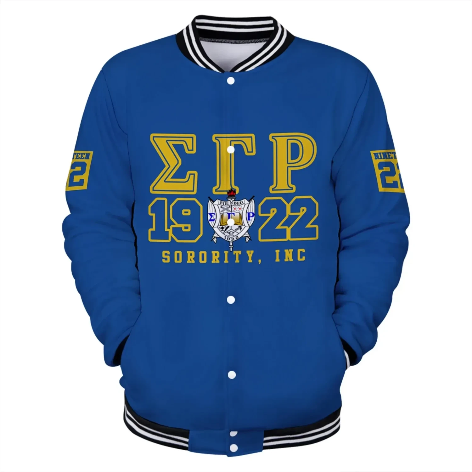 Lux Sigma Gamma Rho Mini Poodle Baseball Jacket