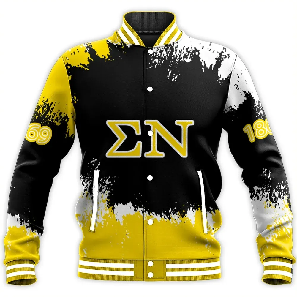 Sigma Nu Baseball Jacket Collar Varsity Cut For Men Women