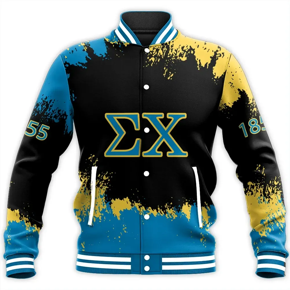 Sigma Chi Baseball Jacket Collar Varsity Cut For Men Women