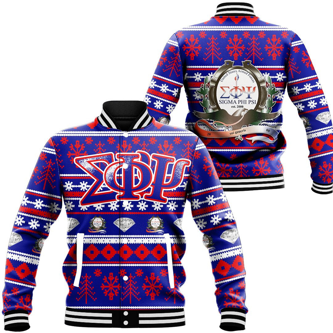Sigma Phi Psi Letter Christmas Baseball Jackets