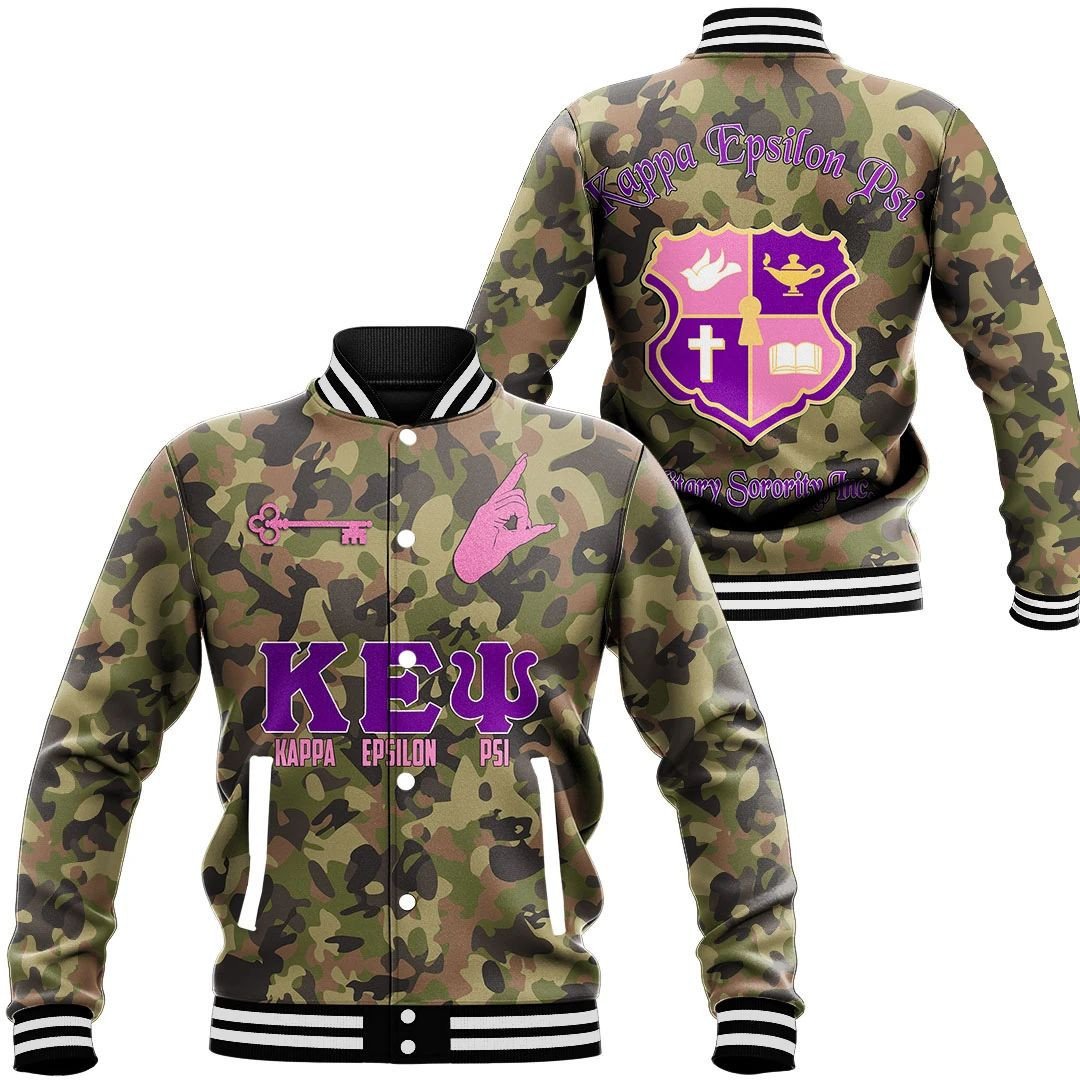 Kep Camo Baseball Jacket Collar Varsity Cut For Men Womens
