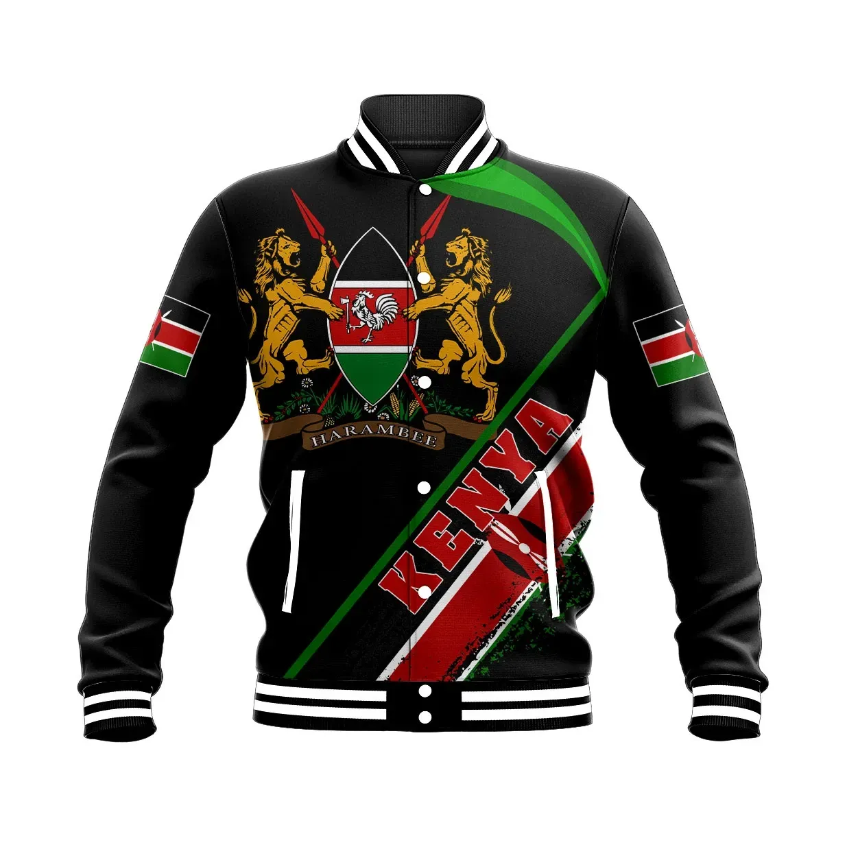 Kenya Texas Baseball Jacket Collar Varsity Cut For Men Women