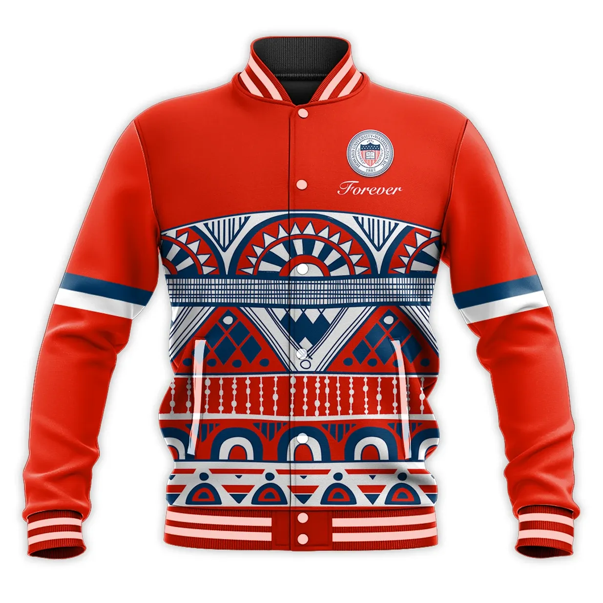 Howard Version Red Mix Pattern Baseball Jacket