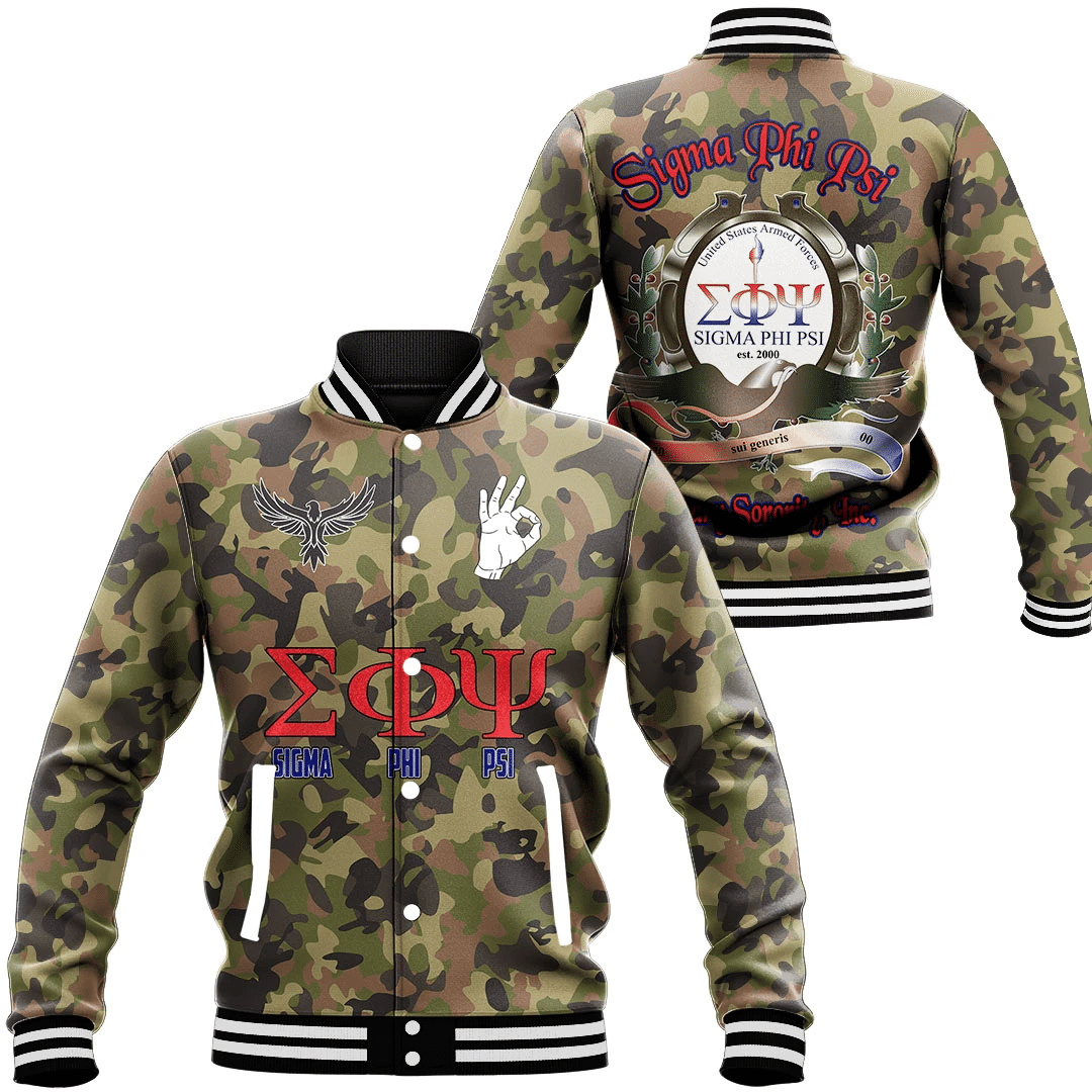 Sigma Phi Psi Camo Baseball Jacket Special Gift For Men Womens