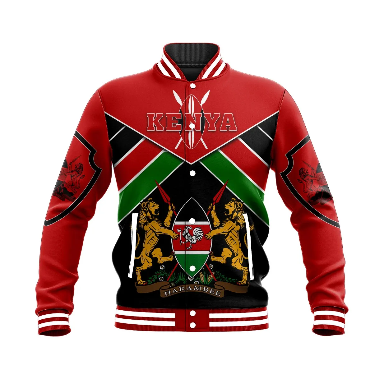 Kenya Zawadi Baseball Jacket Collar Varsity Cut For Men Women