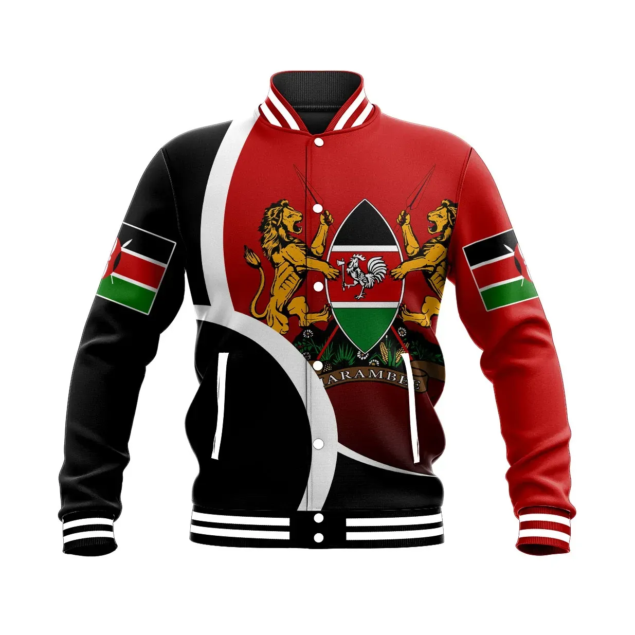 Kenya Half Circle Baseball Jacket Special Gift For Men Women