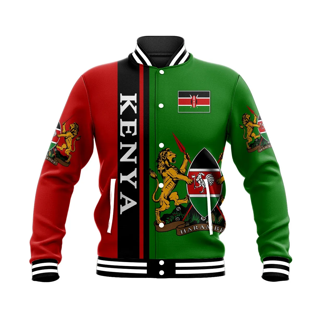 Kenya Style Baseball Jacket Collar Varsity Cut For Men Women