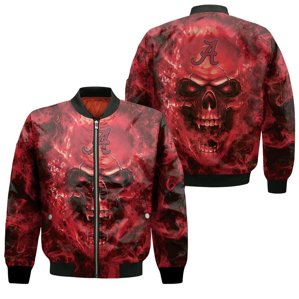 Alabama Crimson Tide NCAA Fans Skull Bomber Jacket