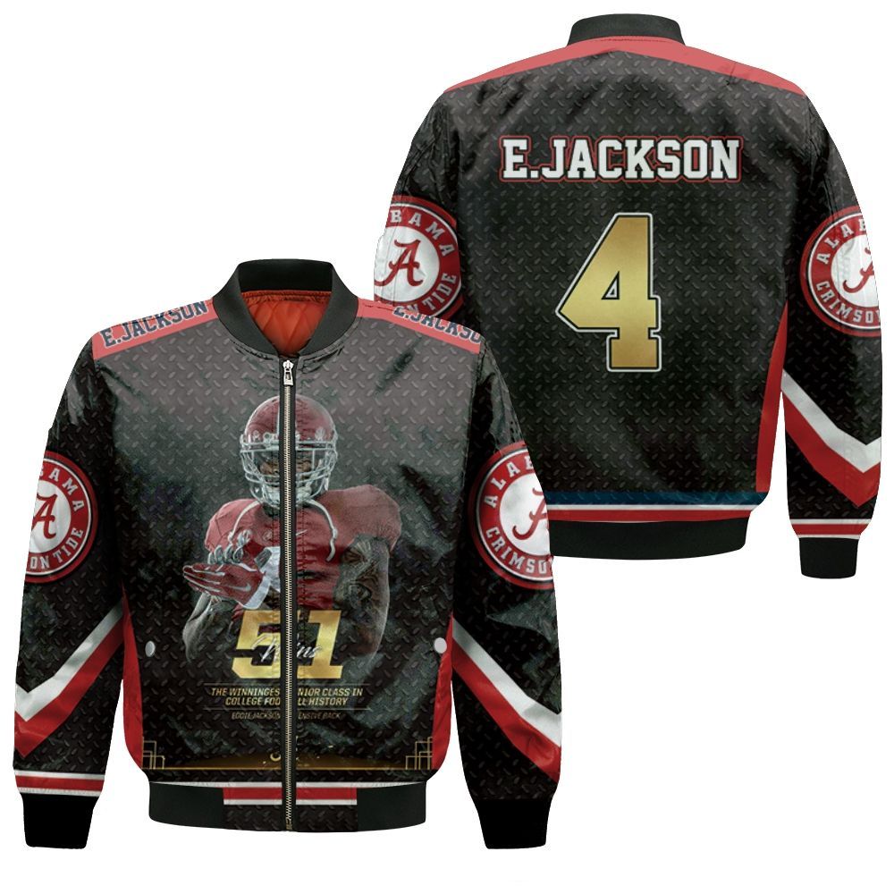 4 Alabama Crimson Tide Eddie Jackson 51 Wins Bomber Jacket