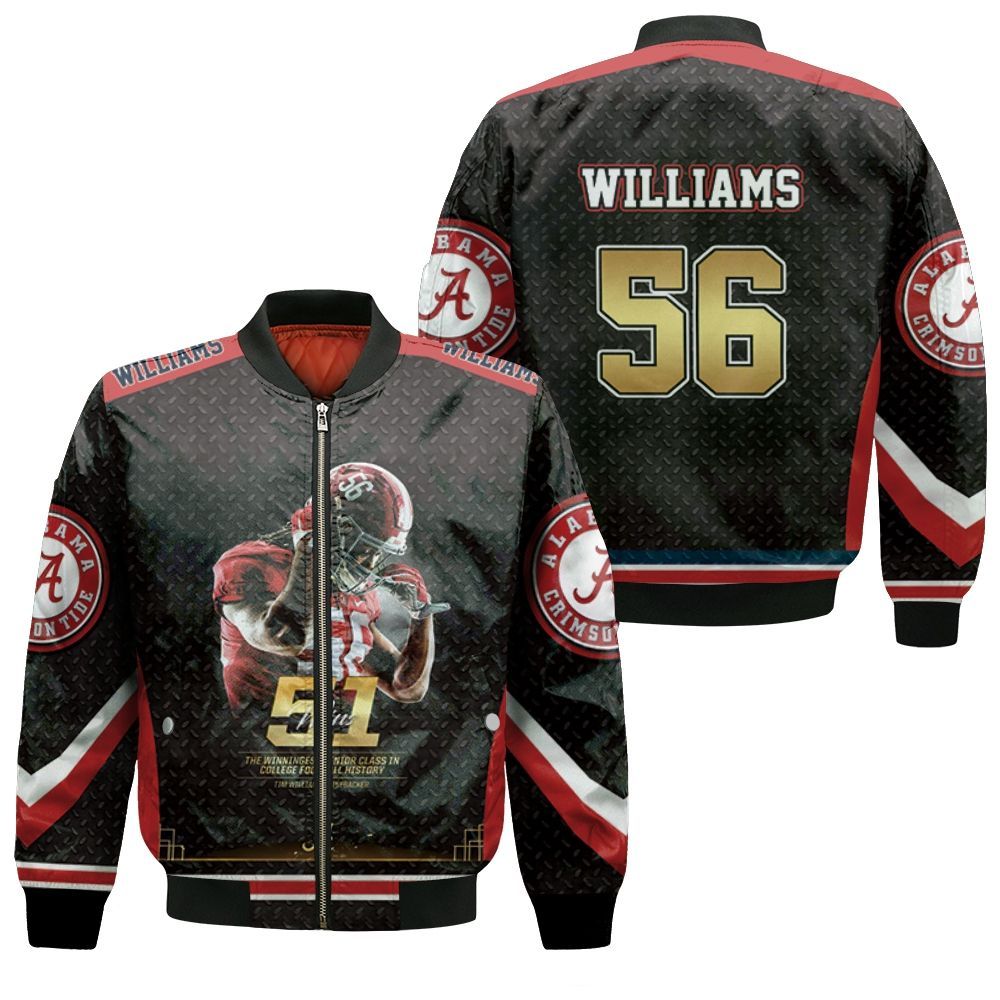 56 Alabama Crimson Tide Tim Williams 51 Wins Bomber Jacket