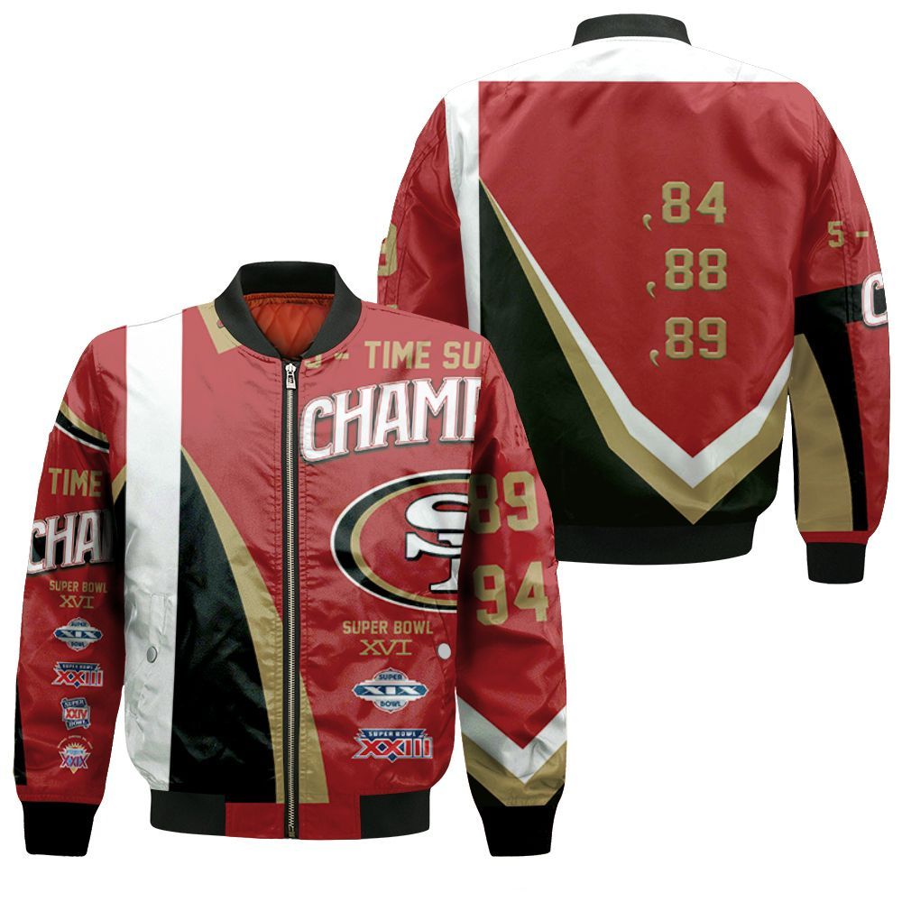 5 Times Super Bowl Champions San Francisco 49Ers All Prizes 3D Bomber Jacket