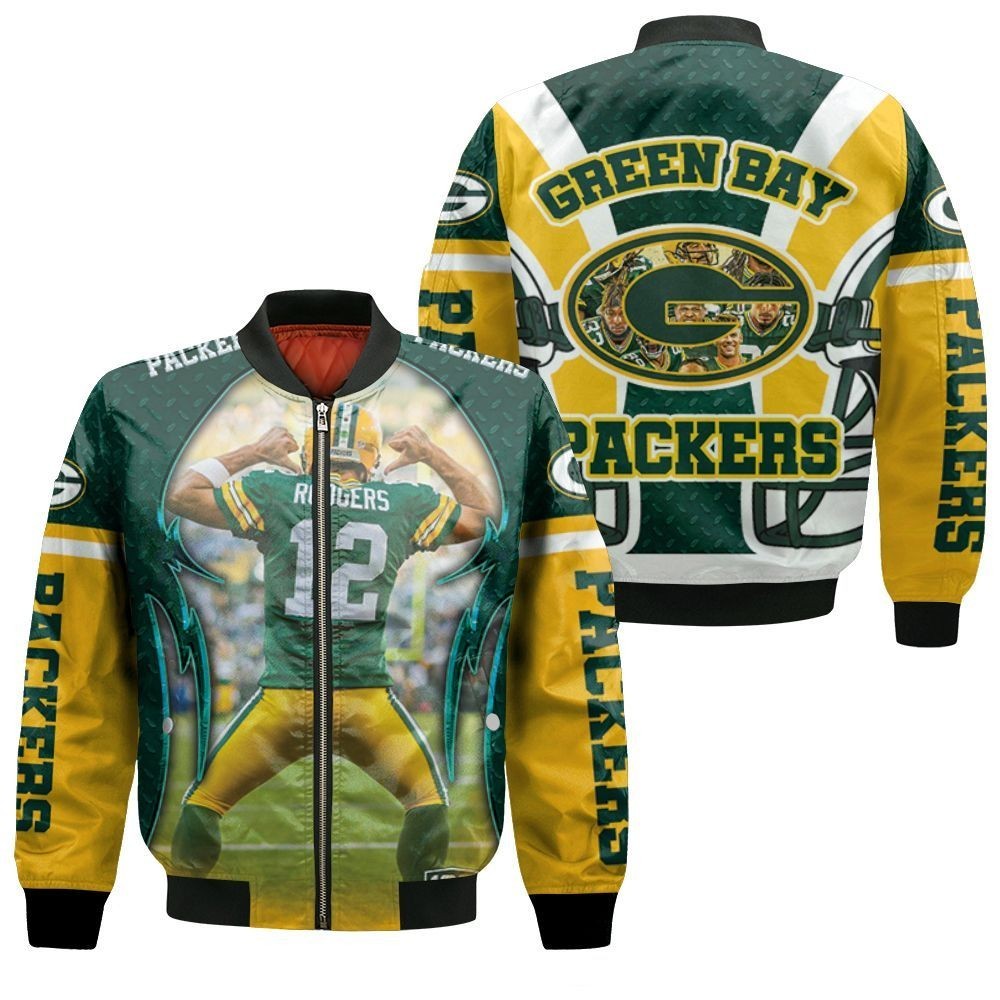 Aaron Charles Rodgers 12 Green Bay Packers NFC North Division Champions Super Bowl 2021 Bomber Jacket