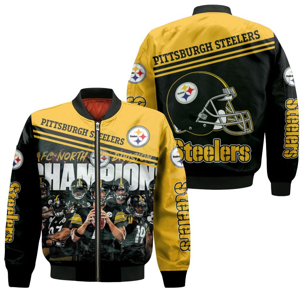 AFC North Division Champions Pittsburgh Steelers 2020 Season Great Players 2020 NFL Season Bomber Jacket
