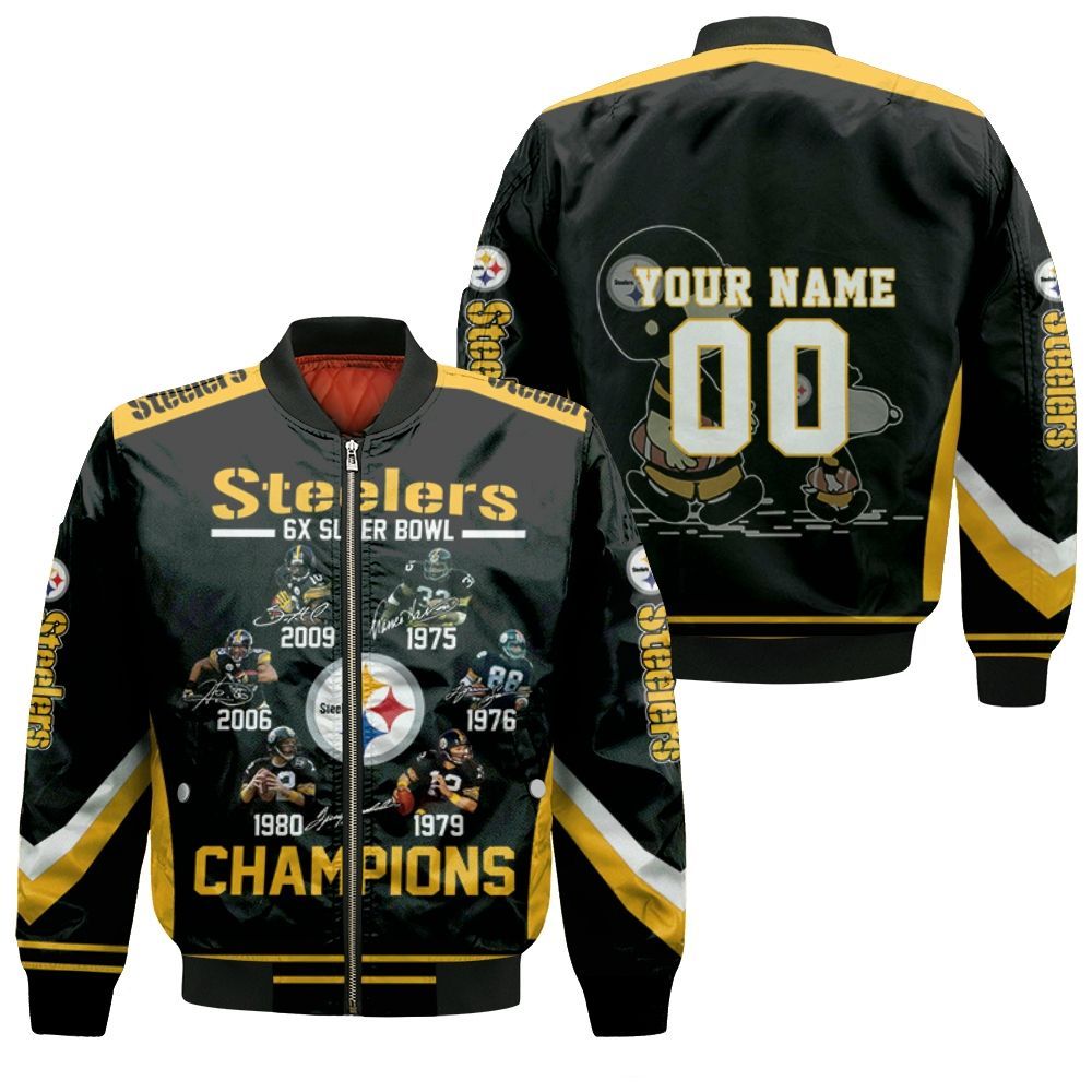 6X Super Bowl Champions Pittsburgh Steelers 2020 NFL Season Snoopy Vs Peanuts Personalized Bomber Jacket