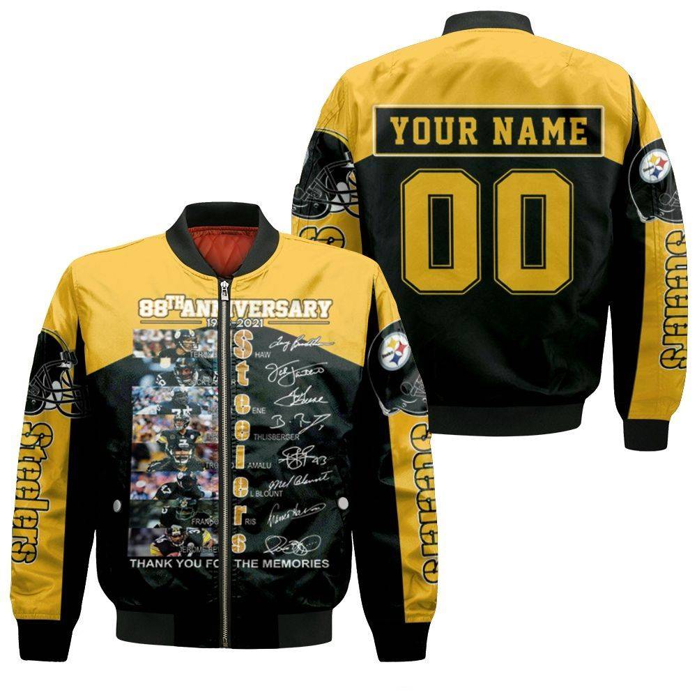88Th Anniversary Pittsburgh Steelers Great Player Thank You For The Memories American Flag Personalized Bomber Jacket