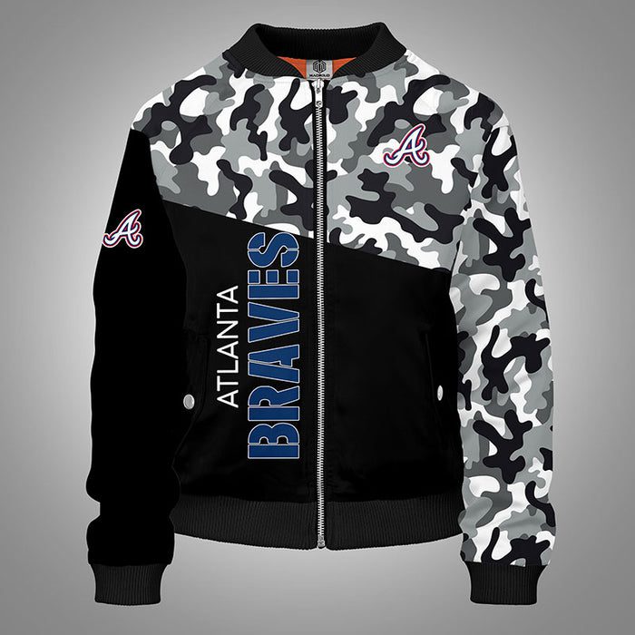 Atlanta Braves Camouflage Black Bomber Jacket