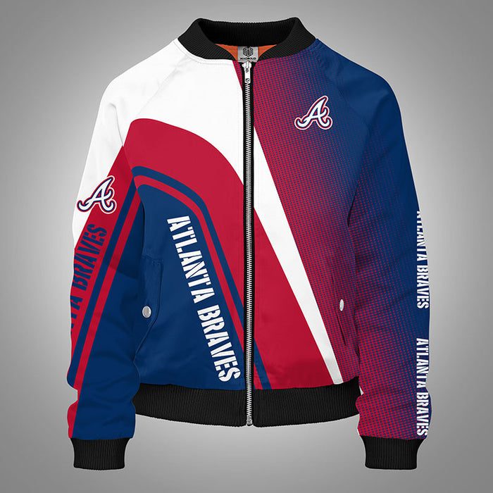 Atlanta Braves Red Blue Unisex Bomber Jacket