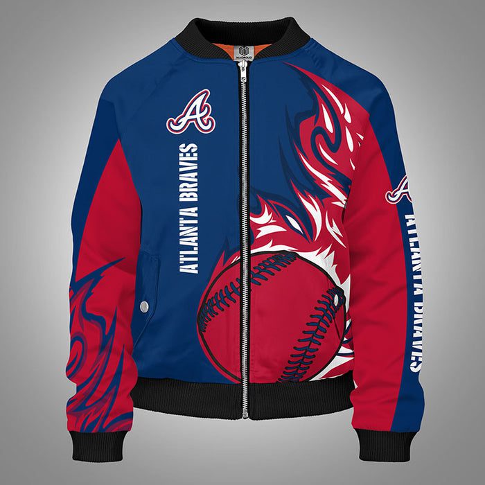 Atlanta Braves Red Blue Unisex Bomber Jacket