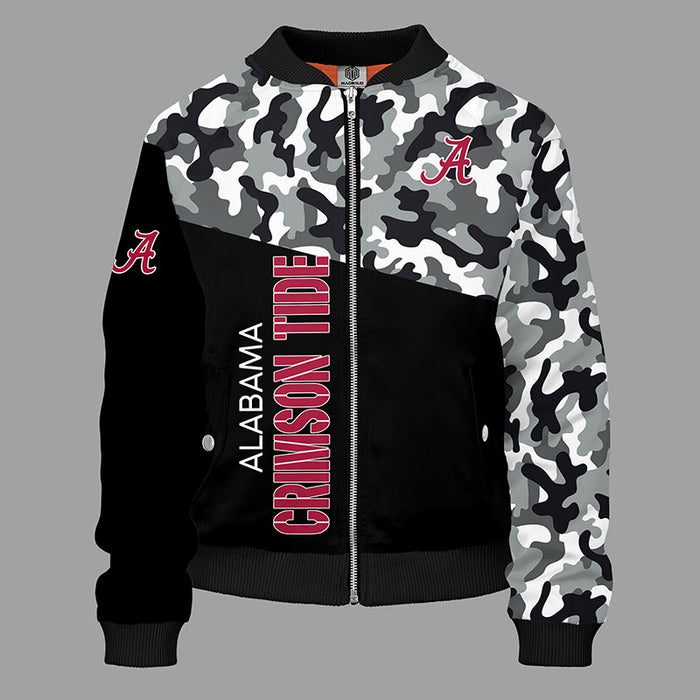 Alabama Crimson Tide Camouflage Black Bomber Jacket