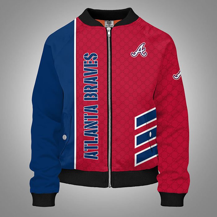 Atlanta Braves Red Blue Bomber Jacket Gucci Luxury Jacket