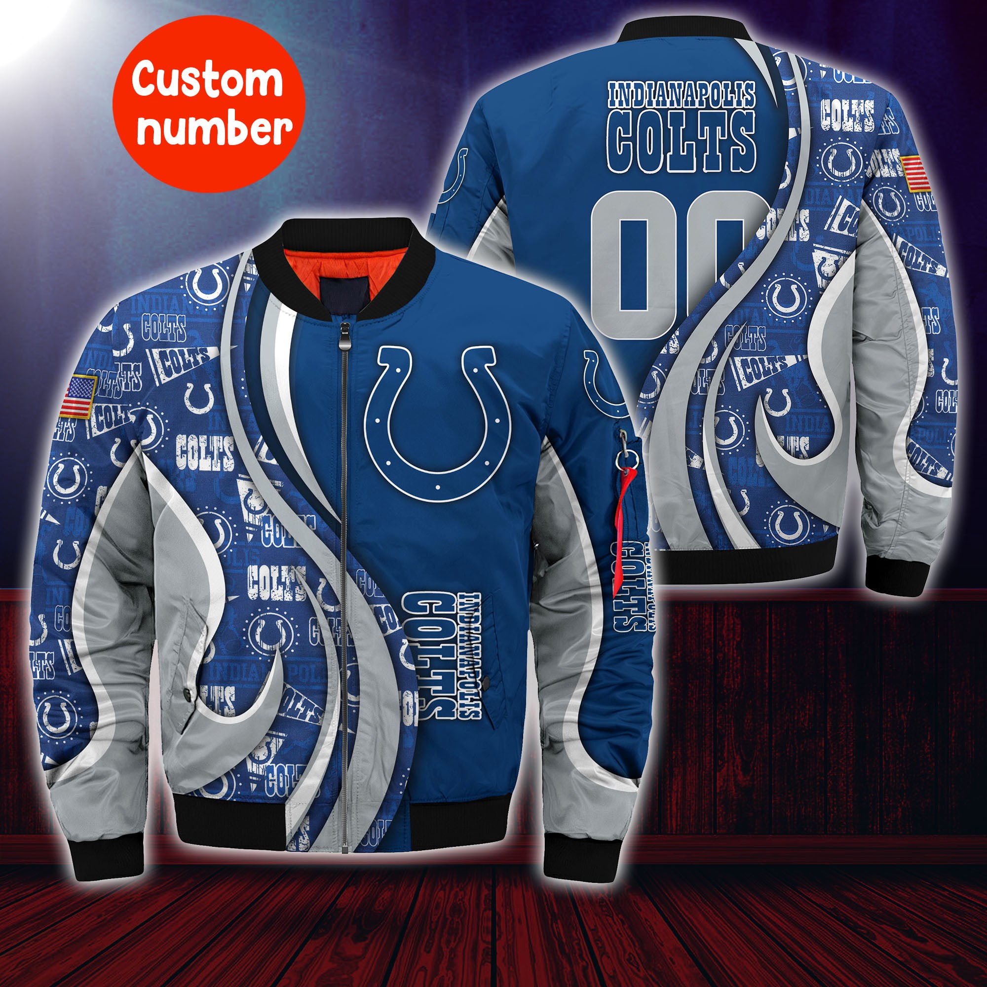 Indianapolis Colts NFL Custom Your Number Bomber Jacket Trending