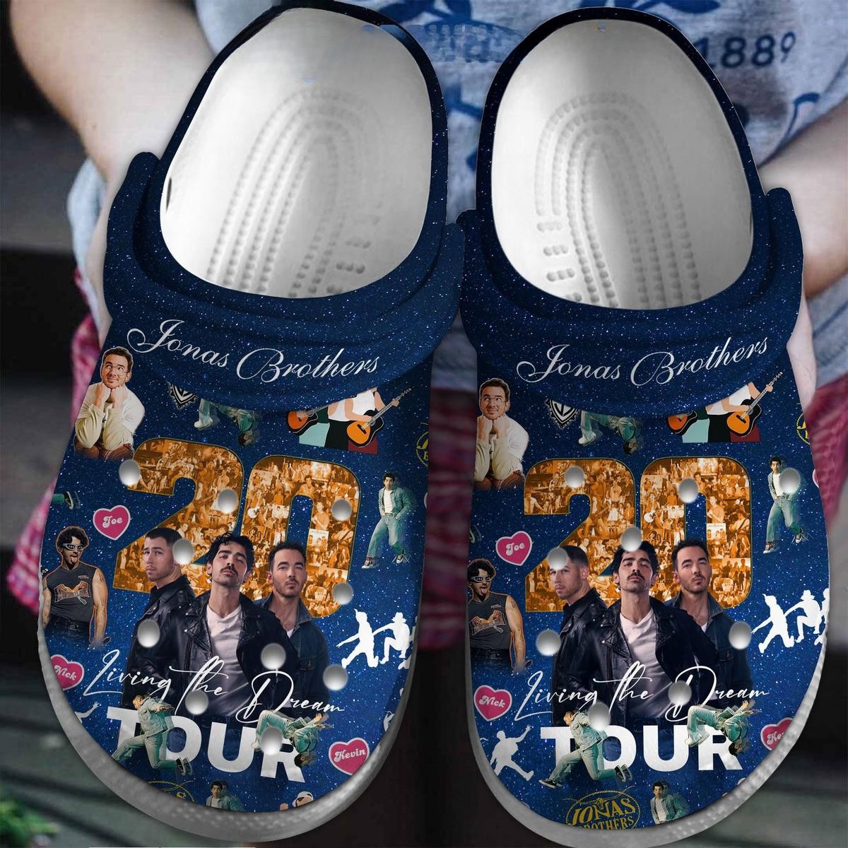 Blue Color Jonas Brothers Living Your Dream Anniversary Music Crocs Clogs Shoes For Fans