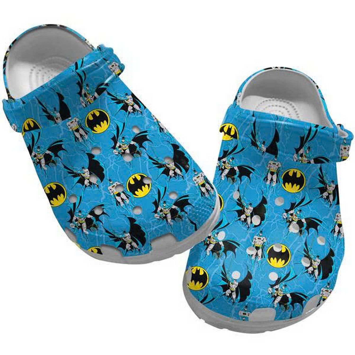 Batman And Signal Pattern Blue Crocs Clogs Shoes For Kids And Adults