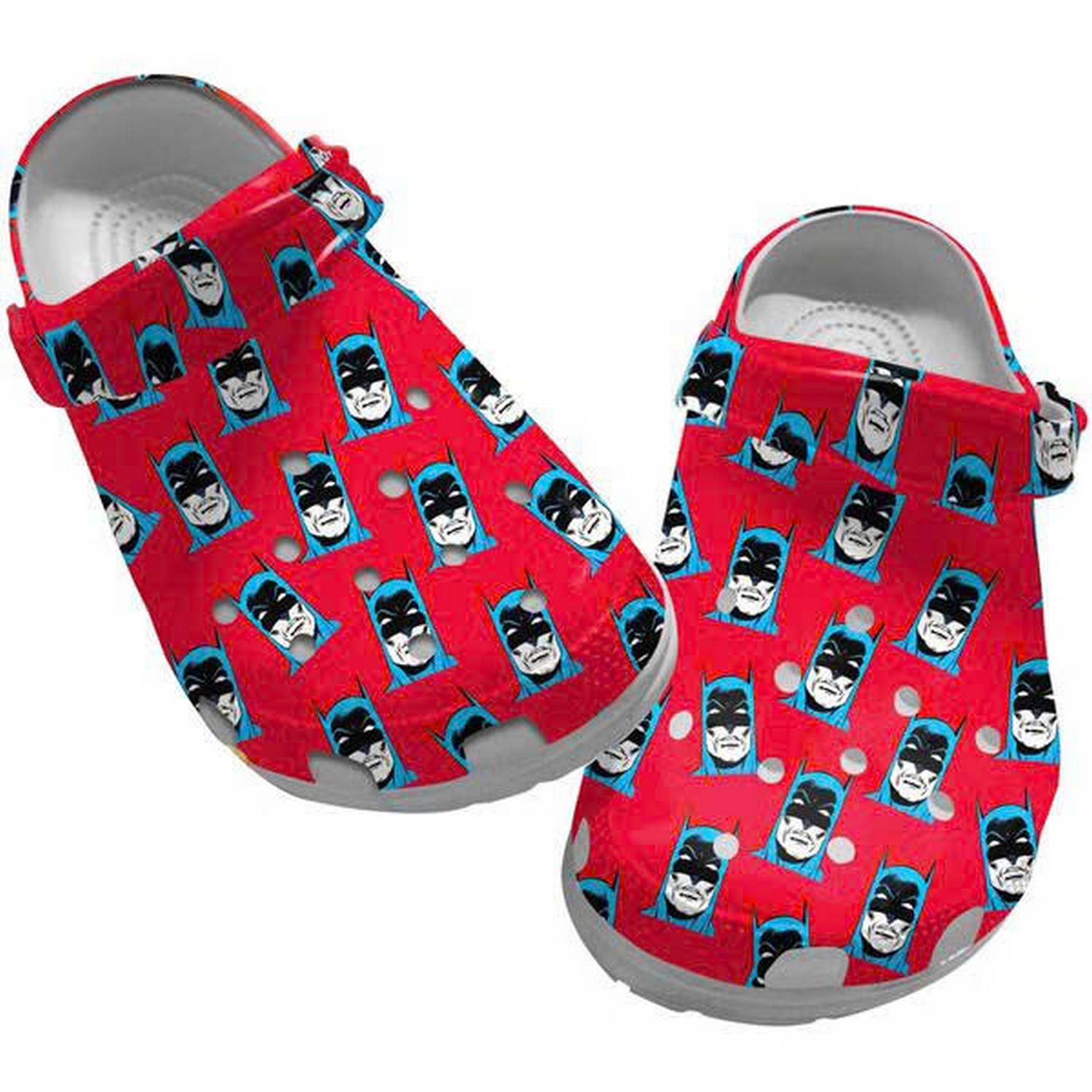 Batman Face Tiny Pattern Red Crocs Clogs Shoes For Kids And Adults