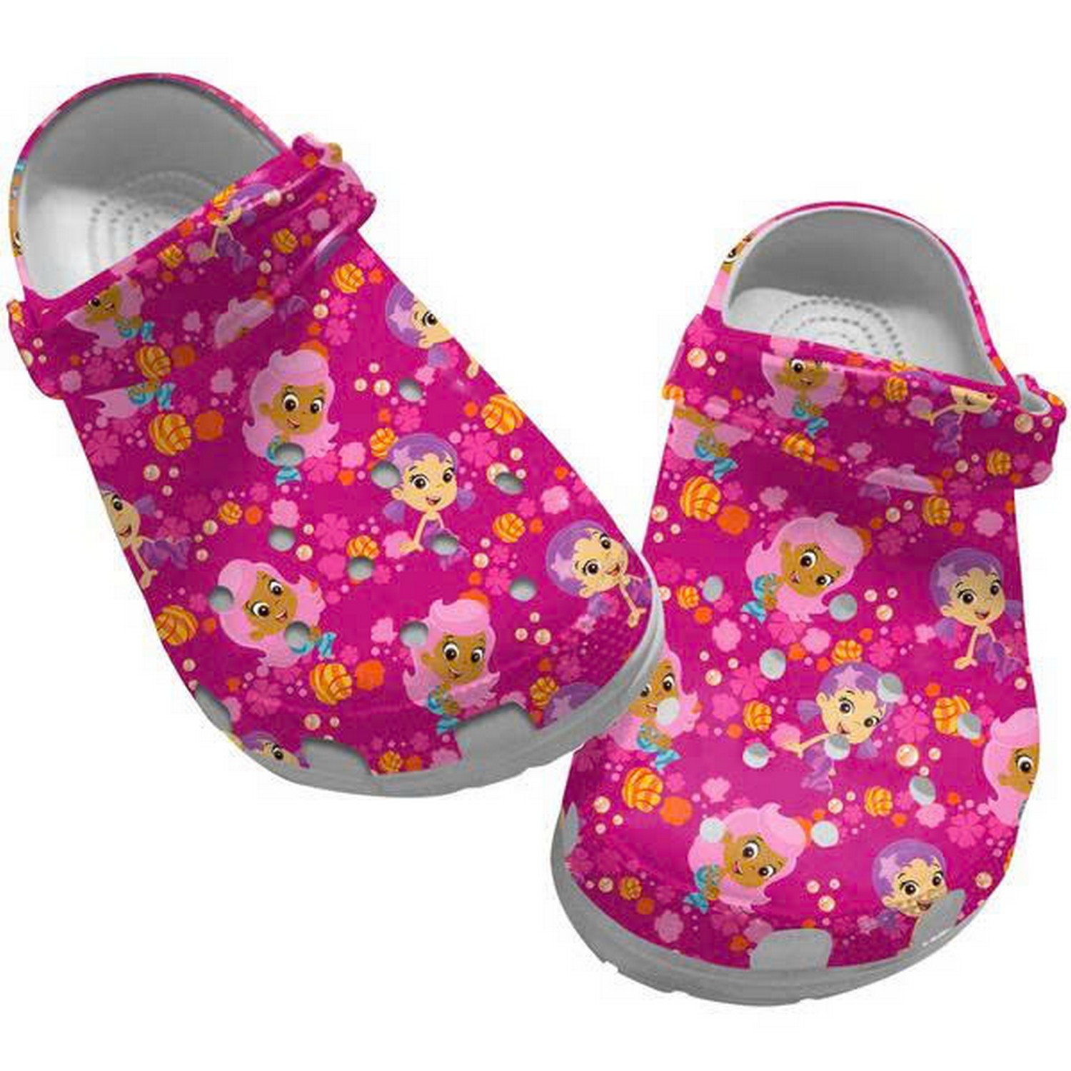Bubble Guppies Cute Girl Pink Crocs Clogs Shoes For Kids And Adults