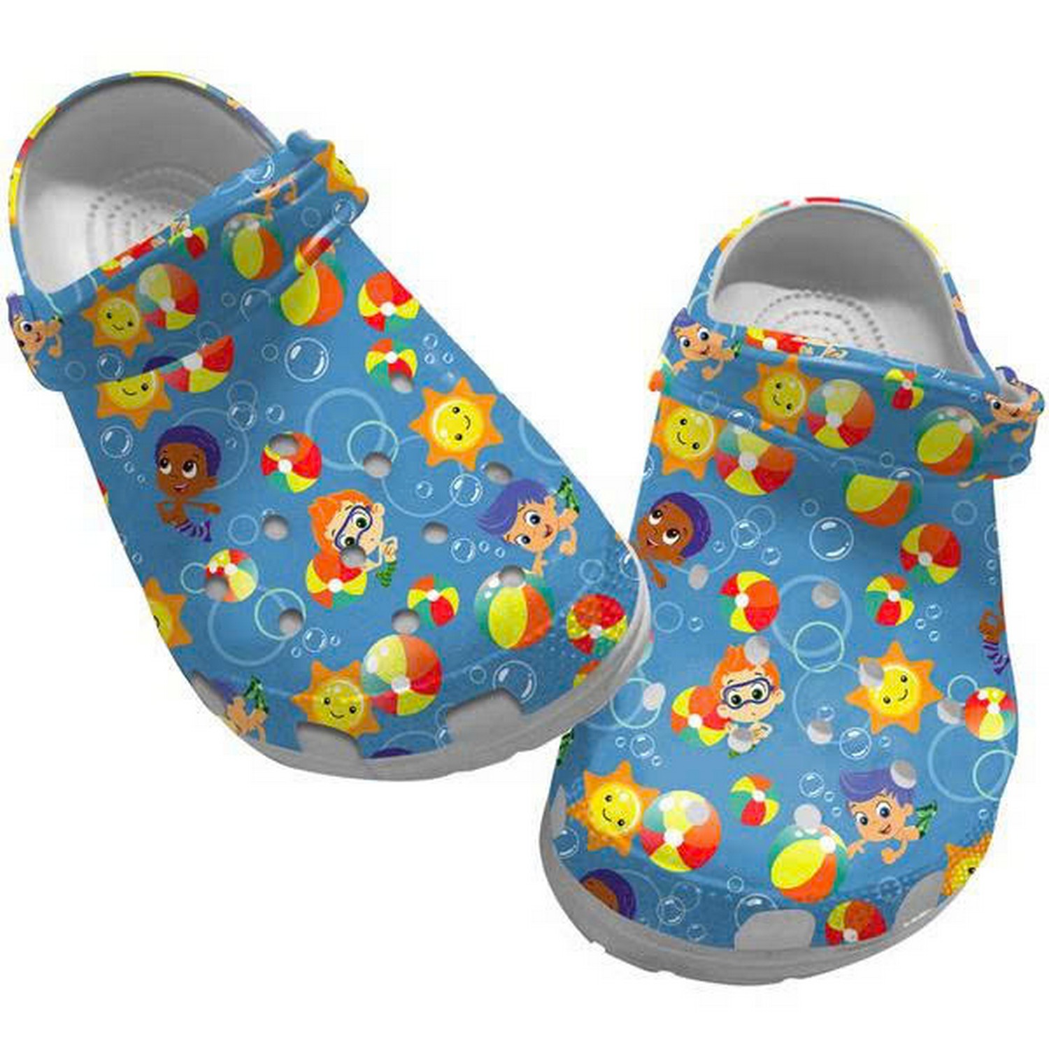 Bubble Guppies Cute Boy And Sun Blue Crocs Clogs Shoes For Kids And Adults