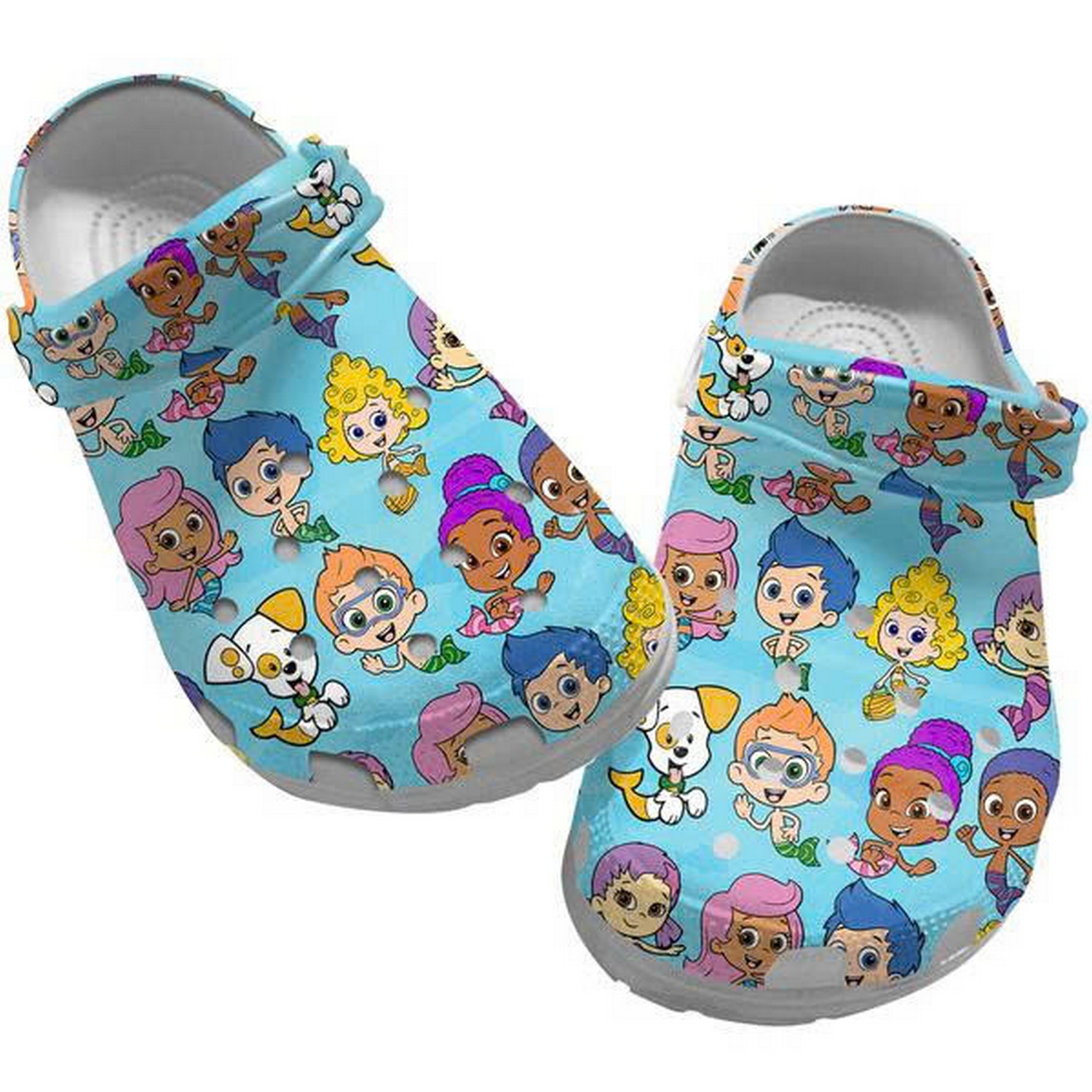 Bubble Guppies Cartoon Movie Characters Under Water Blue Crocs Clogs Shoes For Kids And Adults