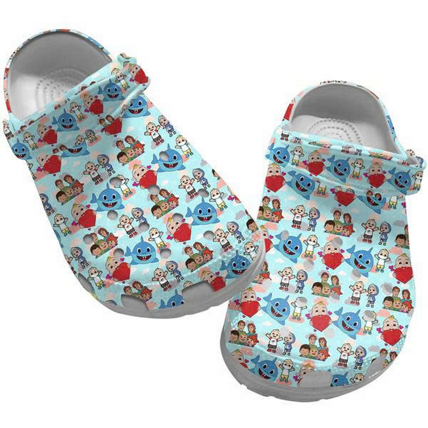 Cocomelon Cartoon Jjs Family And Baby Shark Blue Crocs Clogs Shoes For Kids And Adults