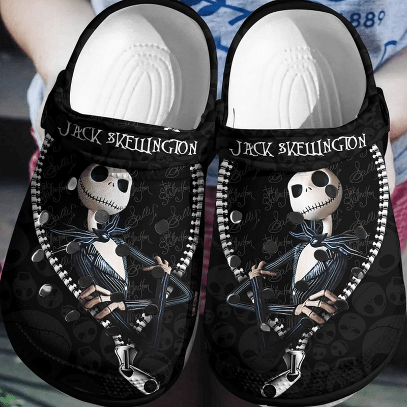 New Design Jack Skellington Nightmare Before Christmas Black Crocs Clogs Shoes Slippers