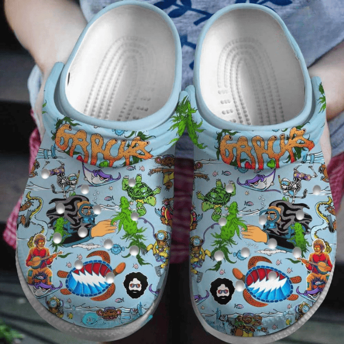 Jerry Garcia Grateful Dead The Pursuit Of Happiness Music Blue Crocs Clogs Shoes